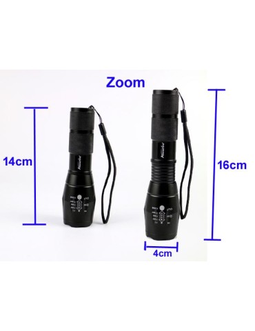 Led ficklampa 1x XM-L T6 led 1000 Lumen Zoom t. jakt fiske