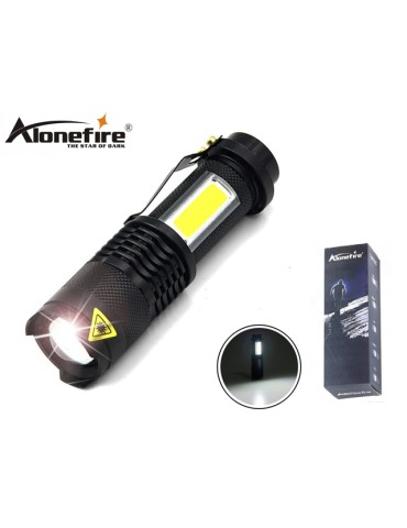Led ficklampa 3W XP-E Q5 led 300 Lumen + COB + Zoom