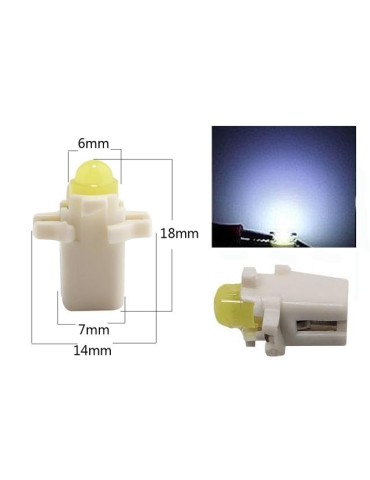 B8,3D vita Ledlampor med 1st COB ledchip 8-pack instrumentlampa