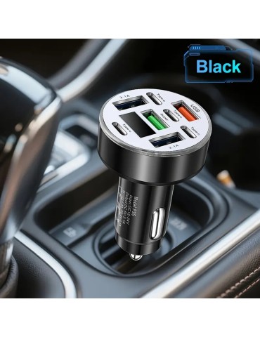 120W 8-i-1 Bil Laddare med Digital voltmätare 4 USB & 4 PD-portar