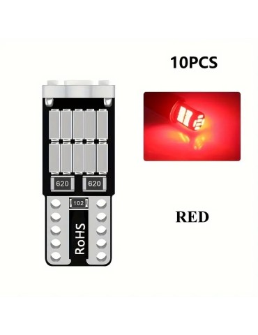 T10 w5w Canbus Röda 10-pack LED-lampor 12V