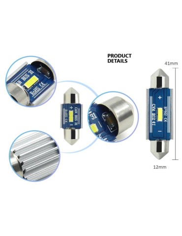 canbus c5w 41mm 42mm Led 400 lumen 6000K 2-pack festoon