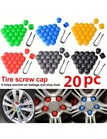 Hjulmutterkåpor 19mm Röda / Hjulbultskåpor 20-pack + monteringsverktyg 