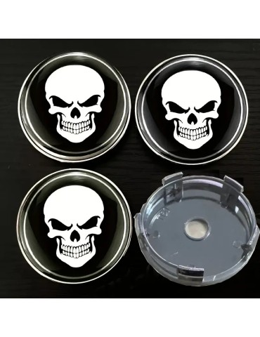 Dödskalle Centrumkåpor till fälgarna 60mm passar 57mm hål 4-pack
