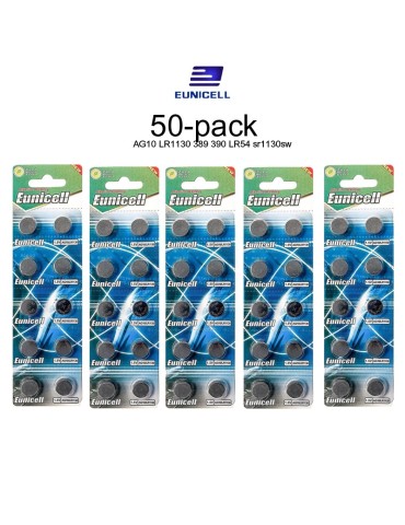 50-pack AG10 LR1130 389 390 LR54 sr1130sw v390 v389 89A batteri .