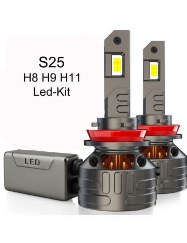 S-25 H8 H9 H11 55w Premium led kit  5000 lumen 6000k 2-pack s25