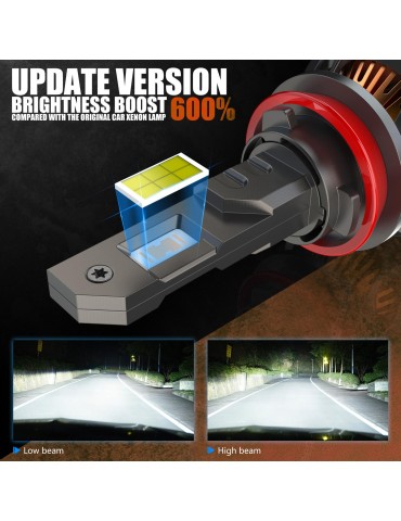 S-25 H8 H9 H11 55w Premium led kit  5000 lumen 6000k 2-pack s25