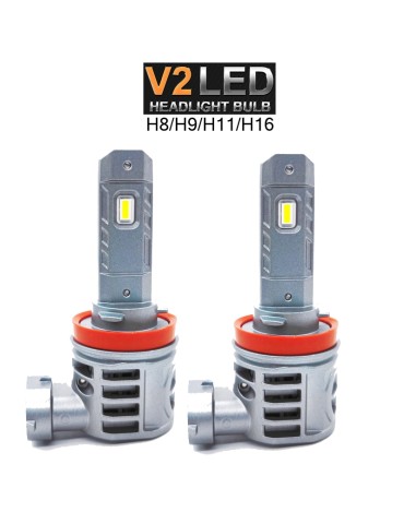 V2 H8 H9 H11 H16 30 W LED-kit 3000 lumen 6000K med fläkt 2-pack