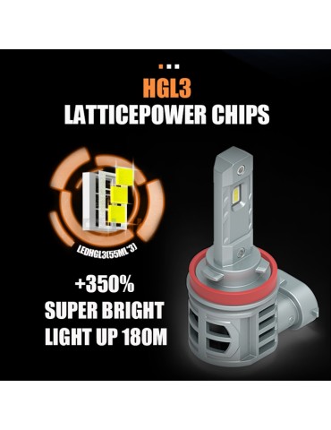 V2 H8 H9 H11 H16 30 W LED-kit 3000 lumen 6000K med fläkt 2-pack