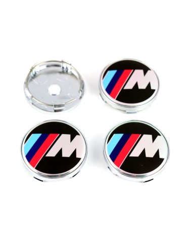 BMW M centrumkåpor till fälgarna 60mm passar 57mm hål 4-pack blåvita