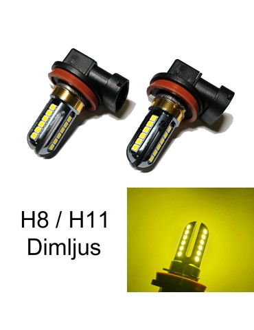 Dimljus H8 H11 Led lampor Gul 900 lumen 12-16v DC