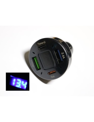 Snabbladdare 12-24v PD + Type C + QC3.0 + usb 2,4A DC bil båt husbil husvagn