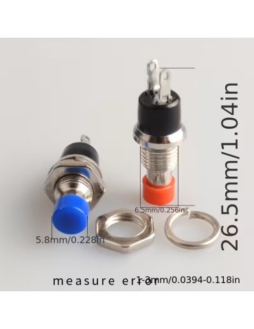 Strömbrytare återfjädrande tryckströmbrytare avbrytare 12-pack olika färger