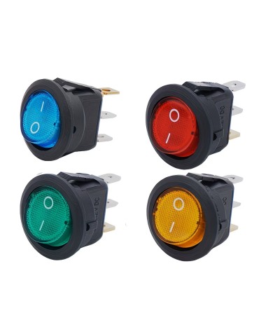 Strömbrytare 4-pack av/på vaggströmställare avbrytare m lyse grönt gult rött blå