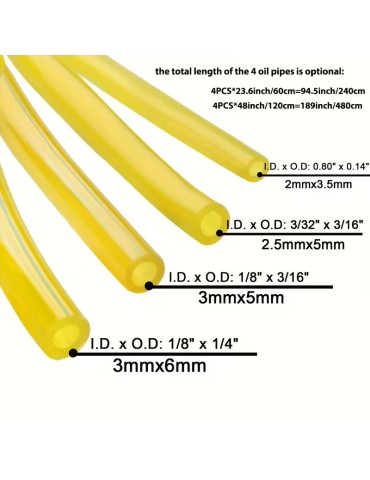 Bensinslang sortiment 4st olika 60cm st