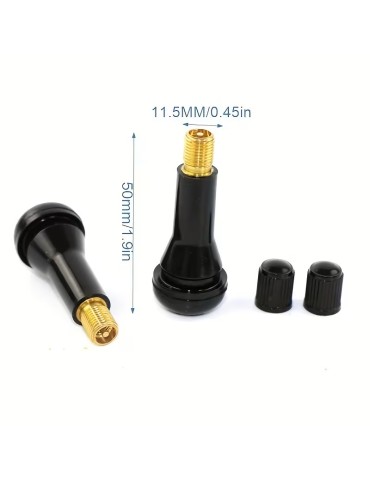 Däckventil för stålfälg 10-pack TR413 43mm däckventiler inkl. ventilhattar