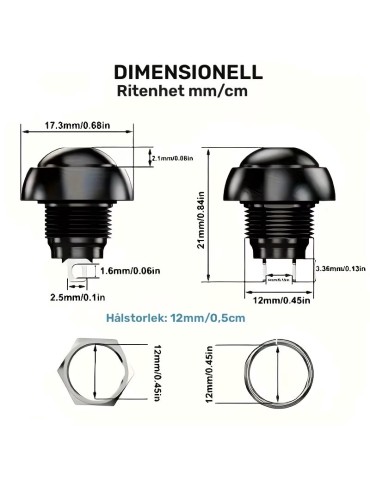 Strömbrytare återfjädrande tryckströmbrytare avbrytare 6-pack (3x2)