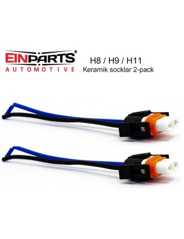 EINPARTS H8 H9 H11 LED / halogen hon-keramikkontakt, 2-pack