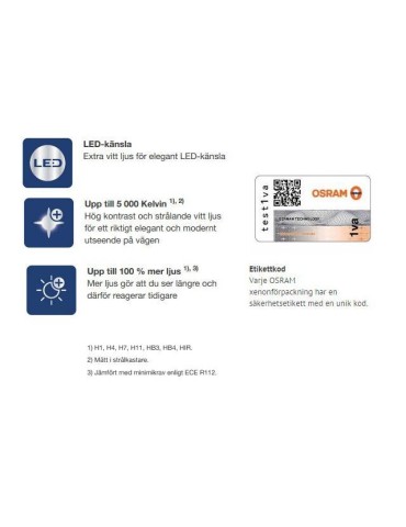 Osram H7 +100% COOL BLUE 5000k halogen lampor 12v DC PGJ19-2