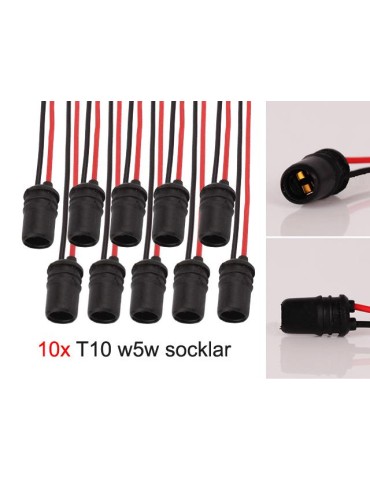 T10 w5w led / halogen kontakter / sockel fattning 10-pack mjuka