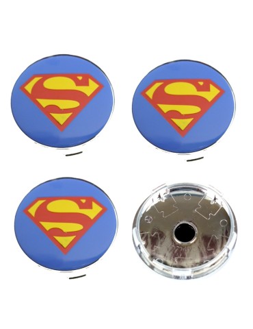 Superman centrumkåpor till fälgarna 60mm passar 57mm hål 4-pack Stålmannen