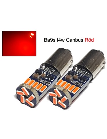 ba9s canbus röd led 2-pack t4w 170 lumen 12v - 16v