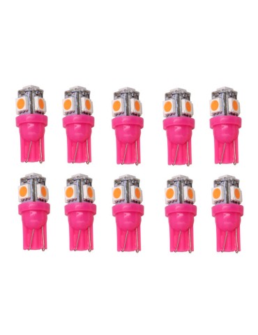 T10 w5w pink/rosa LED-lampor med 5 st 5050SMD chip, 12V DC, 10-pack.