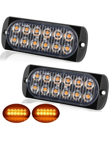 12-LED-markeringsljus blixtljus, orange, 2 st 12V 24V 