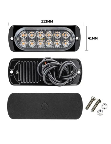 12-LED-markeringsljus blixtljus, orange, 2 st 12V 24V 