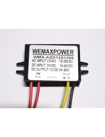 Likriktare - converter 12-24V AC blir 12V DC 5A 60W max 