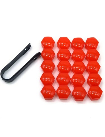 Hjulmutterkåpor / hjulbultskåpor 20-pack, 17 mm röd, monteringsverktyg.