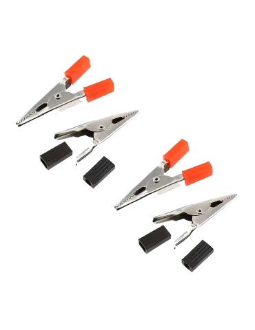 Alligatorklämmor 4-pack 2 röda 2 svarta 5cm 