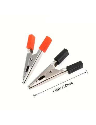 Alligatorklämmor 4-pack 2 röda 2 svarta 5cm 