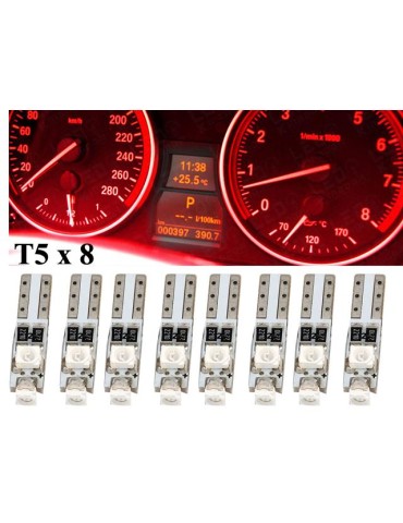 T5 LED 8-pack röd 1210SMD W2x4.6d W2.1.x4.9d W1.2W W2.3W  