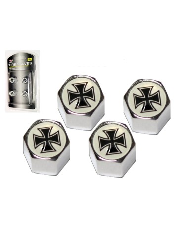 Ventilhattar Malteserkors 4-pack styling, fint set kromfärgade