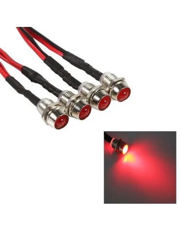8 mm röda diodlampor för infällning i panel. 4-pack. Signallampa