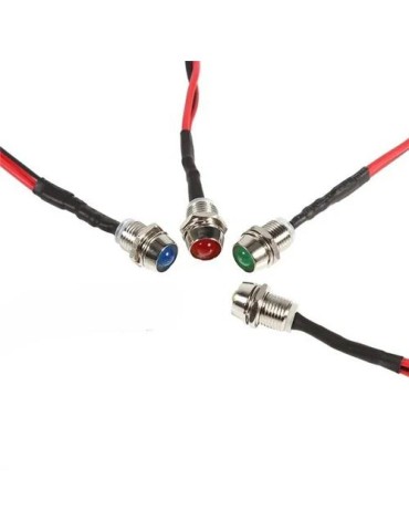 8 mm olika färg, diodlampor. För infällning i panel. 4-pack. Varningslampor