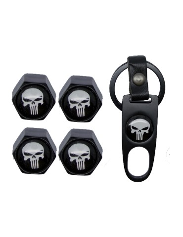Ventilhattar Punisher 4 st + nyckelring styling, exklusivt set