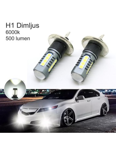 H1 Dimljus 500 lumen LED 6000K P14.5s, 2-pack