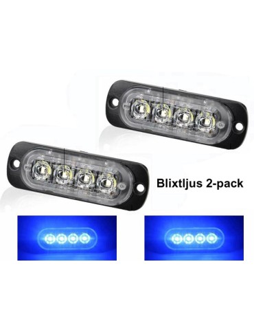 Markeringsljus blå blixtljus LED-lampor 2-pack 12V/24V