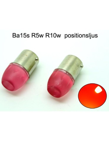 Ba15s r5w r10w 1156 röd Led lampor m.COB ledchip 2-pack