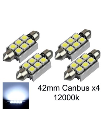 Spollampa 41mm 42mm 12000k Canbus Led 5050SMD 4-pack C5W SV8.5
