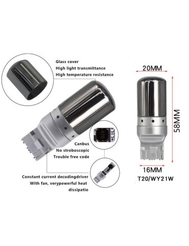 T20 7440 gul blinkers Canbus led lampor wy21w w21w diadem w3x16d