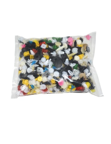 Plastclips sortiment, 200 blandade delar.