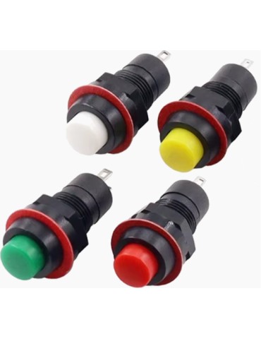 Strömbrytare återfjädrande tryckströmbrytare avbrytare 4-pack, olika färger.